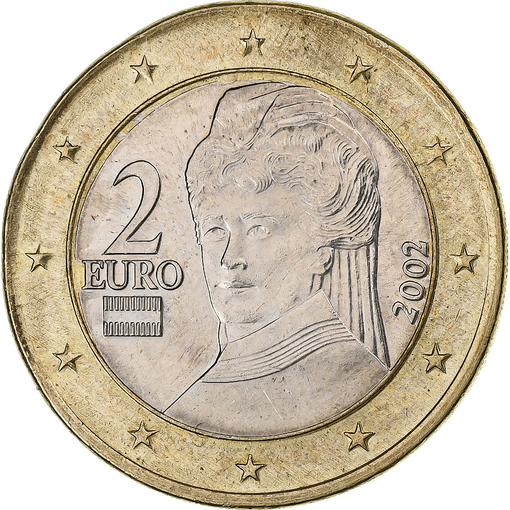Áustria,

2 euros,

Erro de planchet em 1 euro