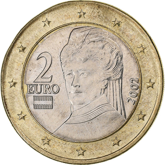 Áustria,

2 euros,

Erro de planchet em 1 euro