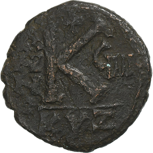 Justino II e Sofia, 
  
  Meio Follis, 
  
  573-574