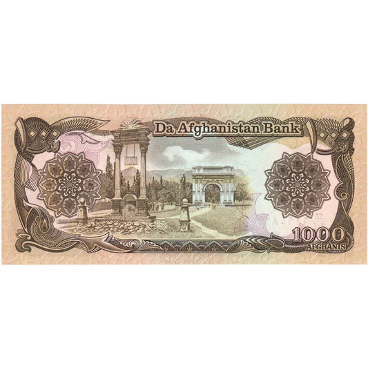 Afeganistão, 
  
  1000 afegãos, 
  
  UNC(65-70)